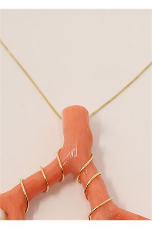 Ciondolo ramo di corallo rosa in oro con perle Don Alfonso Gioielli | AM128ROSA